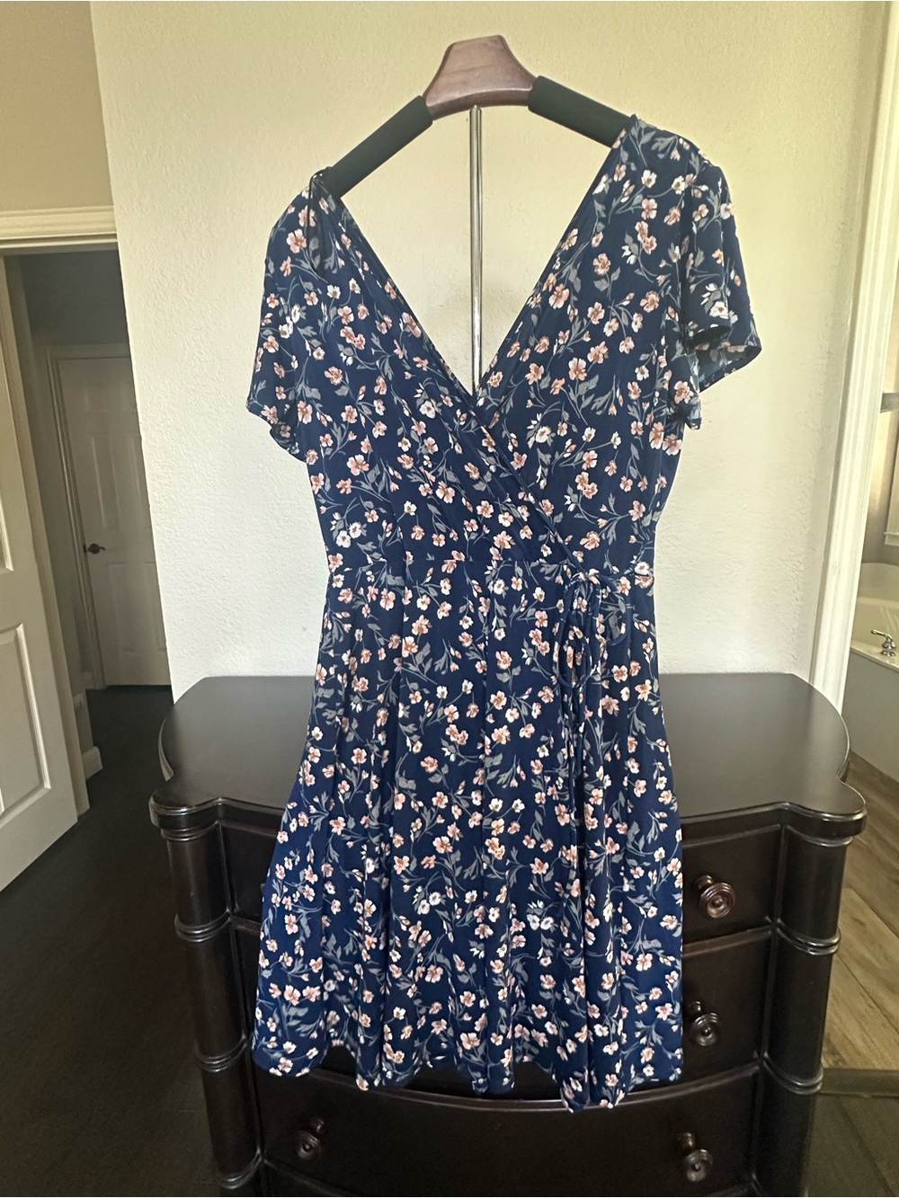 Kaileigh Navy Floral Wrap Mini Dress